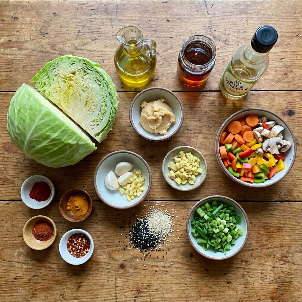 Miso cabbage steaks