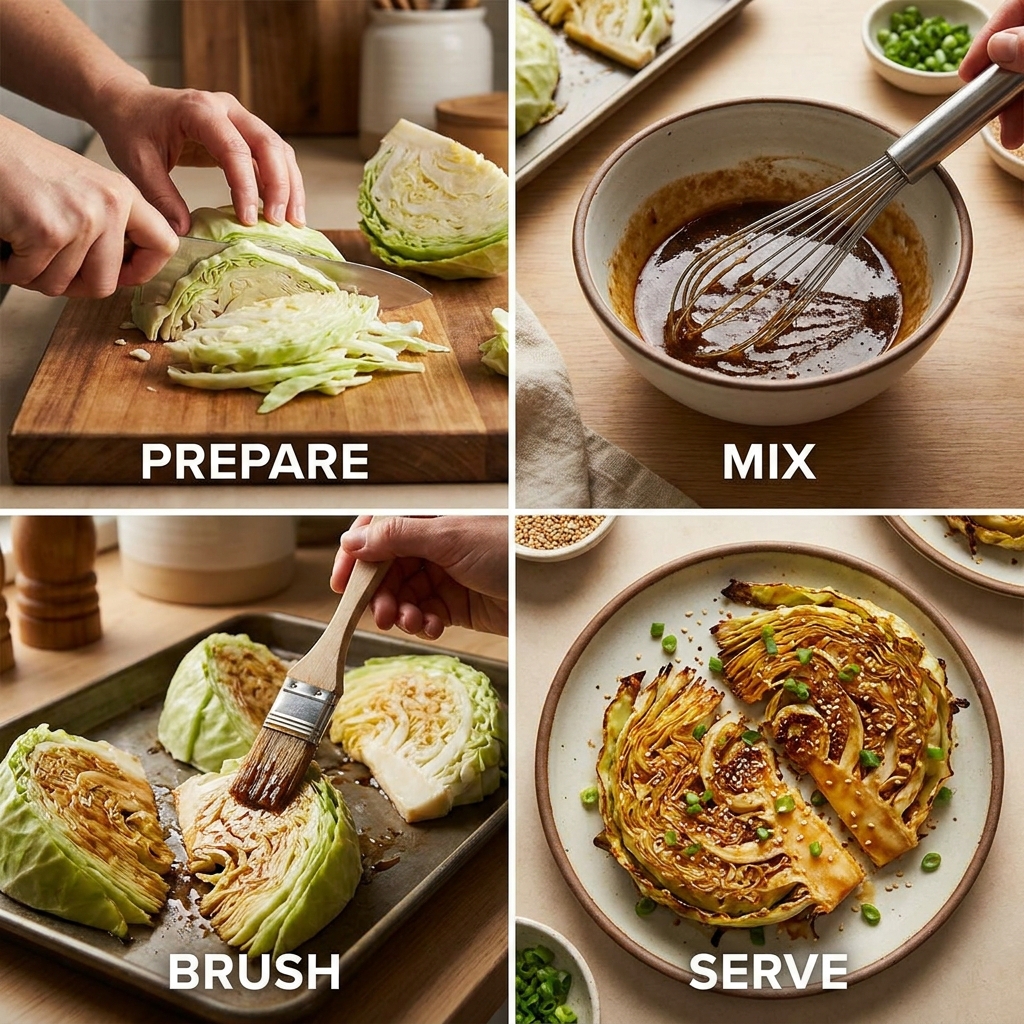 Miso cabbage steaks