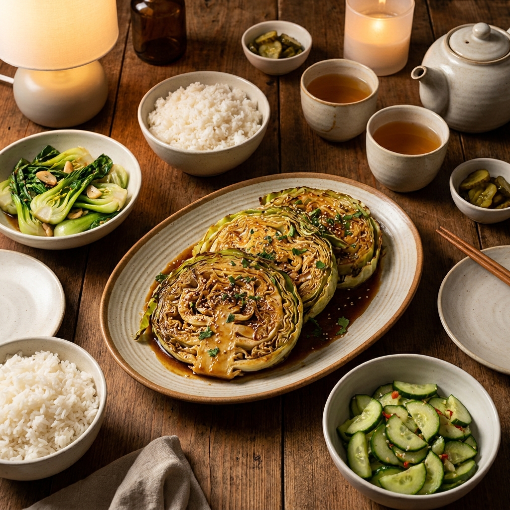 Miso cabbage steaks