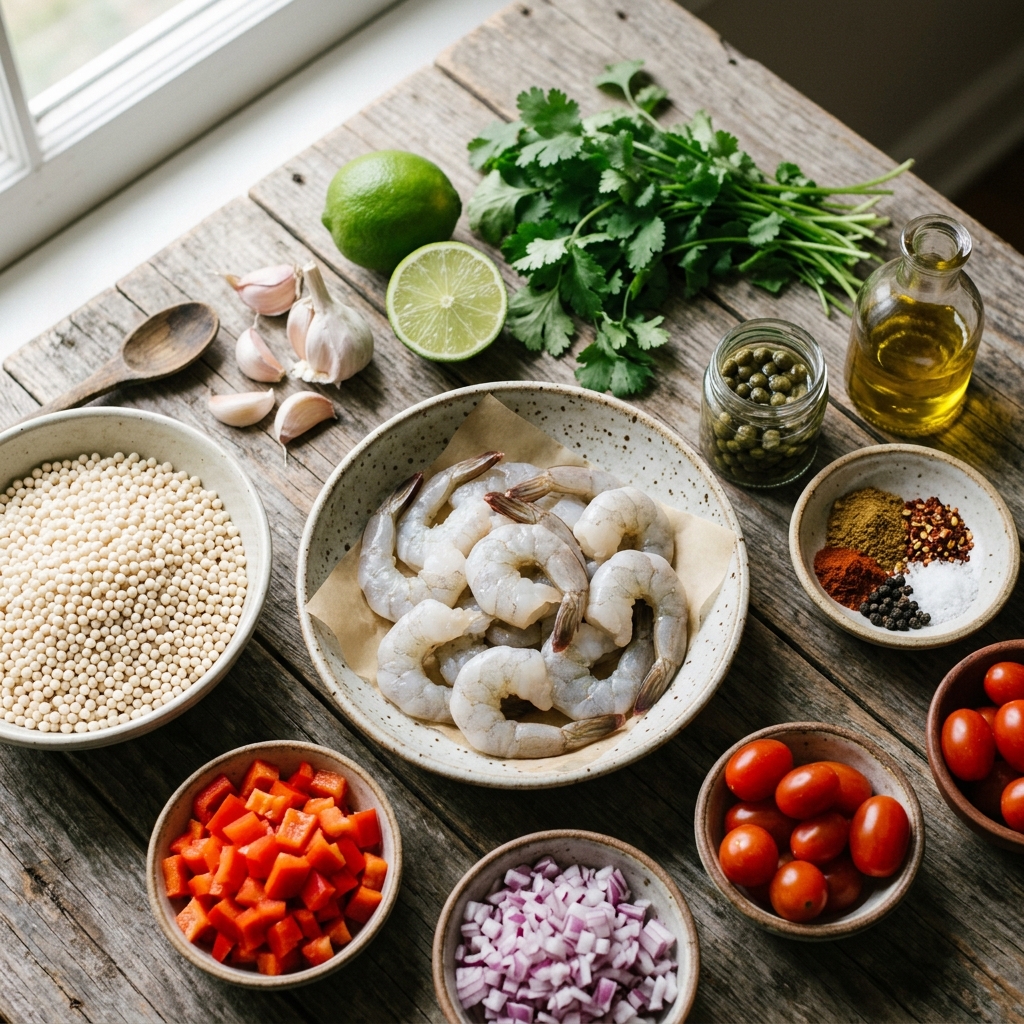 Mojo Shrimp With Couscous and Fried Capers Recipe